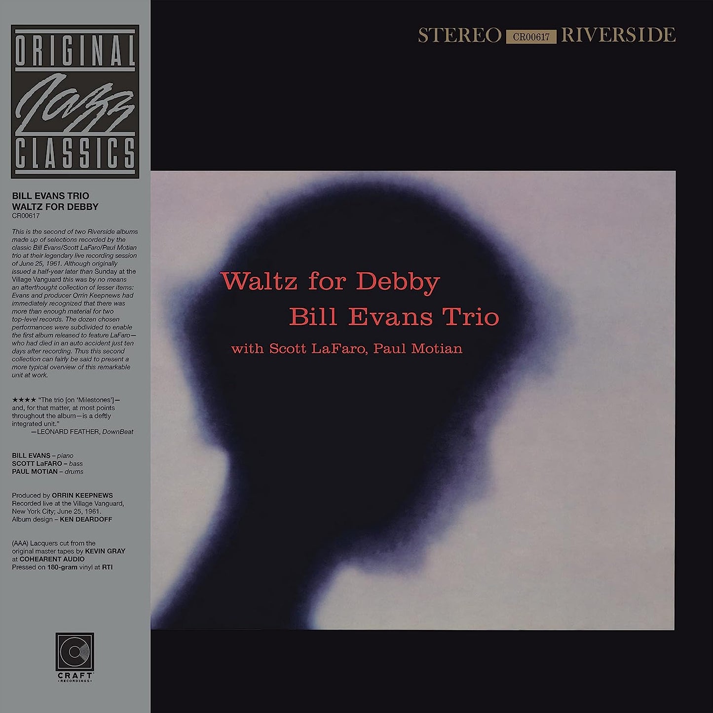 BILL EVANS TRIO - Waltz For Debby (Original Jazz Classics Remasters) (Vinyle)
