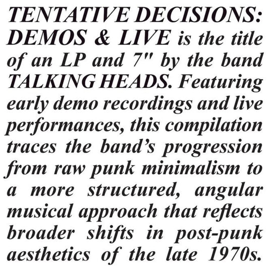TALKING HEADS - Tentative Decisions: Demos & Live BF2025 (Vinyle)